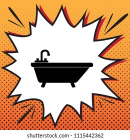 Bathtub sign illustration. Vector. Comics style icon on pop-art background.