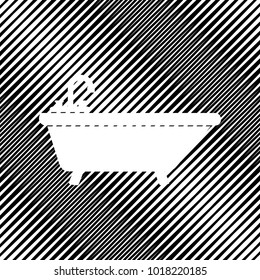 Bathtub sign illustration. Vector. Icon. Hole in moire background.