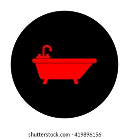 Bathtub sign. Red vector icon