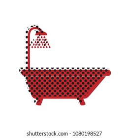 Bathtub sign. Vector. Brown icon with shifted black circle pattern as duplicate at white background. Isolated.