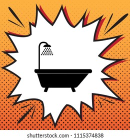 Bathtub sign. Vector. Comics style icon on pop-art background.