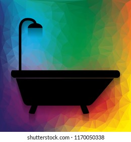 Bathtub sign. Vector. Flat style black icon on white.