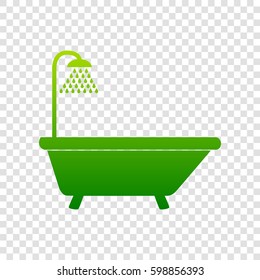 Bathtub sign. Vector. Green gradient icon on transparent background.