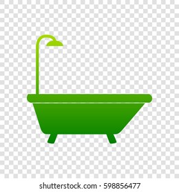 Bathtub sign. Vector. Green gradient icon on transparent background.