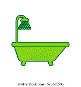 Bathtub sign. Vector. Lemon scribble icon on white background. Isolated
