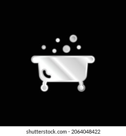 Bathtub silver plated metallic icon