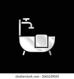 Bathtub silver plated metallic icon
