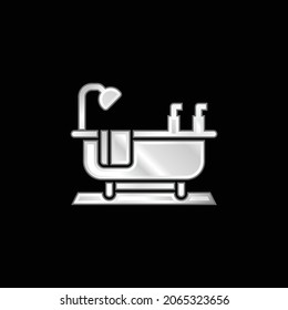 Icono metálico plateado de baño