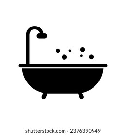 Bathtub simple icon, Bath with bubble symbol, logo illustration flat design onn white background..eps