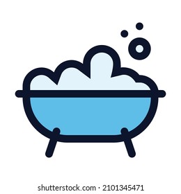 Bathtub. Simple Vector Color Icon.