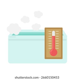 Material de ilustración de bañera y termómetro