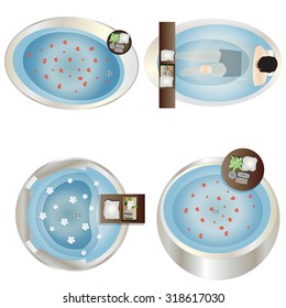 Bathtub top view set 2 for interior , vector illustration