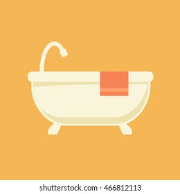 Bathtub with towel vector illustration