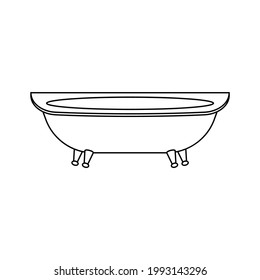Bathtub transparent outline icon. Vector drawing.