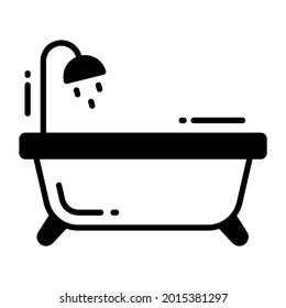 bathtub trendy icon, glyph style isolated on white background. Symbol for your web site design, logo, app, UI.