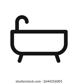 Ícone de IU de banheira, símbolo de vetor de interface de usuário de linha simples de banheira