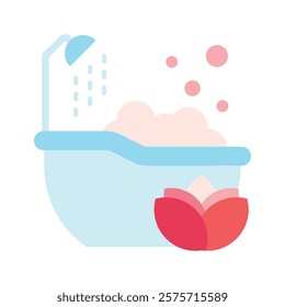 Bathtub Vector EPS 10 for print, digital UI, UX kit, web and app development for health, personal care, body treatment and more.