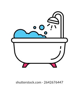 Bathtub Vector Filled outline illustration style icon. EPS 10 file 