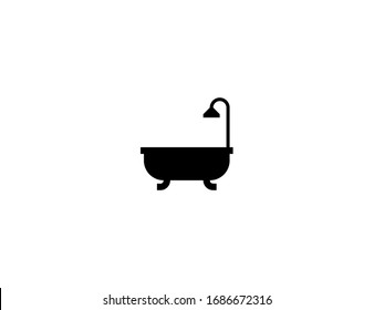Icono plano vectorial de bañera. Baño aislado, ilustración de grifo de ducha 