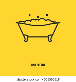 Bathtub vector icon. Bathroom sign. Hygiene symbol.