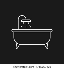 Bathtub vector icon. Home bathroom design element. Washing illustration.