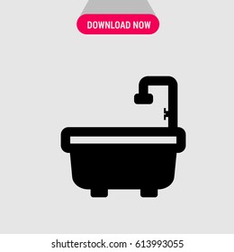 Bathtub Vector Icon, The symbol of bath and shower tap. Simple, modern flat vector illustration for mobile app, website or desktop app   