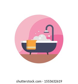 Bathtub Vector Illustration . Hotel and Services flat icon style.