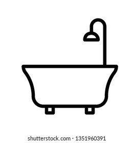 Bathtub vector illustration, Hygiene line design icon 