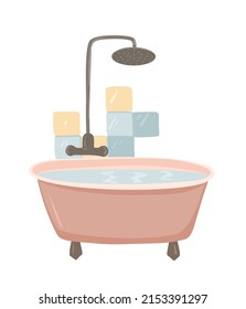 Bathtub Vector Illustration Pink Bath Shower Stock Vector (Royalty Free ...