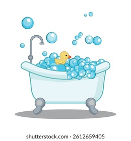 bathtub vector illustration, relax, bathroom interior.