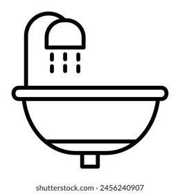 Bathtub Vector Line Icon Design