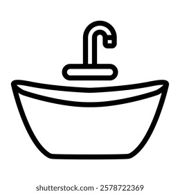 Bathtub Vector Line Icon Design