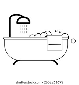 Bathtub Vector Outline Icon vector