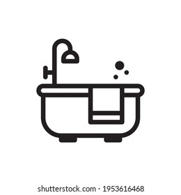  Bathtub Vector Outline Icon. EPS 10 File. Hotel and Services Symbol