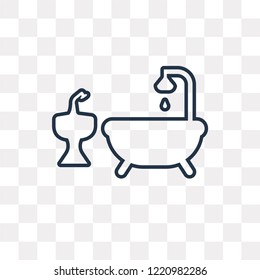 bathtub vector outline icon isolated on transparent background, high quality linear bathtub transparency concept can be used web and mobile