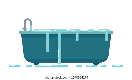 Bathtub vector. Overflow. wallpaper. free space for text. symbol. water overflow.