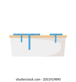 Bathtub Vector. Overflow. Wallpaper. Free Space For Text. Symbol. Water Overflow.