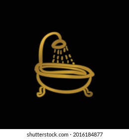 Bathtub Vintage Shower gold plated metalic icon or logo vector