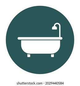 Bathtub white glyph with color background vector icon which can easily modify or edit 