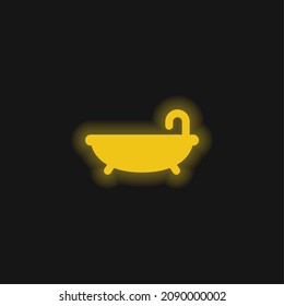 Icono de neón brillante amarillo en la bañera