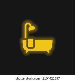 Bathtub yellow glowing neon icon