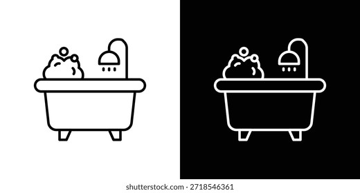Bathtube icon in line design. Editable stroke icons.