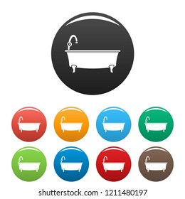 Bathtube icons set 9 color vector isolated on white for any design
