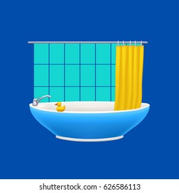 bathtube on blue background