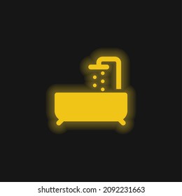 Bathtube yellow glowing neon icon