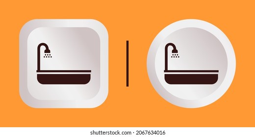 Diseño del logotipo de la plantilla de la Ilustración del icono de Bathtup Vector de Ilustración como 3D Square y Round For Your Business, puede ser un hotel, un Motel, etc con Strokes Editable.