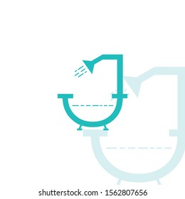 Bathub J modern logo symbol. White Background - Vector
