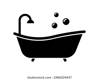 bathub shower foam icon logo black design vector