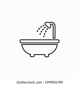 Bathub and Shower Icon Vector. Thin line bathub icon. Bathtub bath icon vector button logo symbol concept