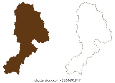 Consejo Regional de Bathurst (Commonwealth de Australia, Nueva Gales del Sur, NSW) mapa de ilustración vectorial, esbozo garabato mapa de Bathurst